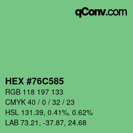 Farbcode: HEX #76C585 | qconv.com
