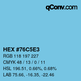 Color code: HEX #76C5E3 | qconv.com