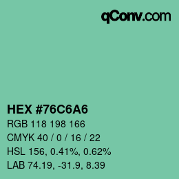 Color code: HEX #76C6A6 | qconv.com