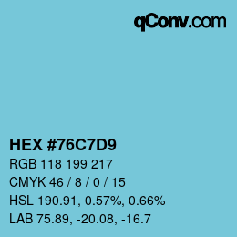 Farbcode: HEX #76C7D9 | qconv.com