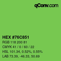 Color code: HEX #76C851 | qconv.com