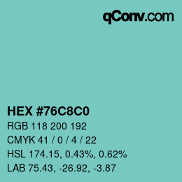 Color code: HEX #76C8C0 | qconv.com
