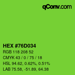 Color code: HEX #76D034 | qconv.com