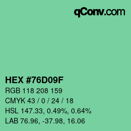 颜色代码: HEX #76D09F | qconv.com