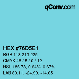 Color code: HEX #76D5E1 | qconv.com