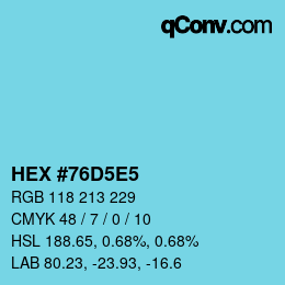 カラーコード: HEX #76D5E5 | qconv.com