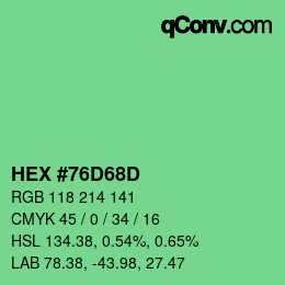 Color code: HEX #76D68D | qconv.com