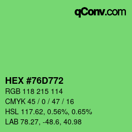 Color code: HEX #76D772 | qconv.com