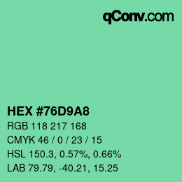 Color code: HEX #76D9A8 | qconv.com