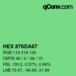 カラーコード: HEX #76DA87 | qconv.com
