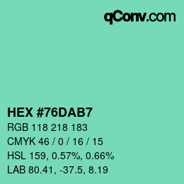 カラーコード: HEX #76DAB7 | qconv.com