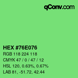 Código de color: HEX #76E076 | qconv.com