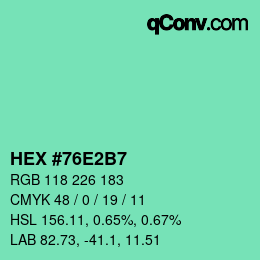 颜色代码: HEX #76E2B7 | qconv.com
