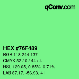 Color code: HEX #76F489 | qconv.com