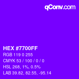 Color code: HEX #7700FF | qconv.com