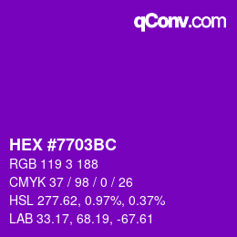 Color code: HEX #7703BC | qconv.com