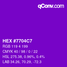 カラーコード: HEX #7704C7 | qconv.com