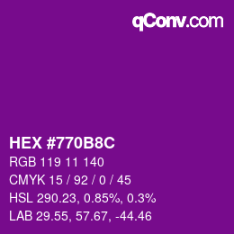 Color code: HEX #770B8C | qconv.com