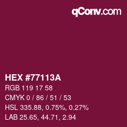 Color code: HEX #77113A | qconv.com
