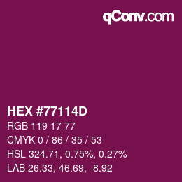 Color code: HEX #77114D | qconv.com
