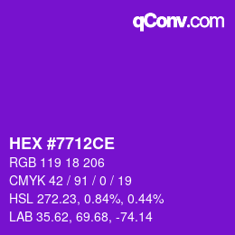 Color code: HEX #7712CE | qconv.com