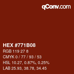 Color code: HEX #771B08 | qconv.com