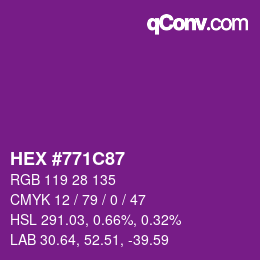颜色代码: HEX #771C87 | qconv.com