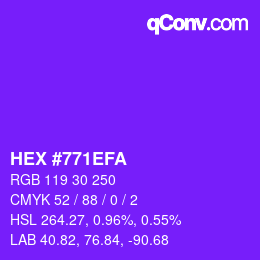Color code: HEX #771EFA | qconv.com