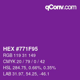 Color code: HEX #771F95 | qconv.com