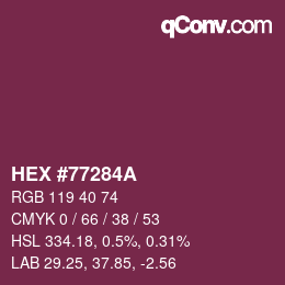 Color code: HEX #77284A | qconv.com