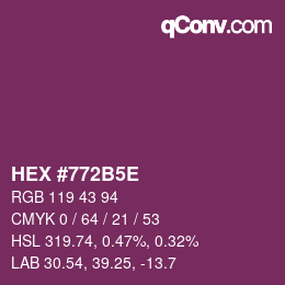 Color code: HEX #772B5E | qconv.com