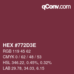 Color code: HEX #772D3E | qconv.com