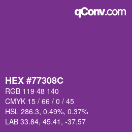 Color code: HEX #77308C | qconv.com
