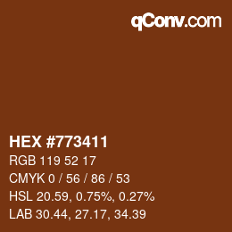 Color code: HEX #773411 | qconv.com