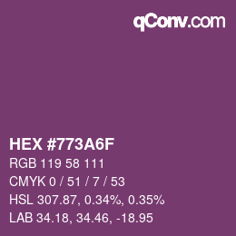 Color code: HEX #773A6F | qconv.com