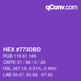 Farbcode: HEX #773DBD | qconv.com