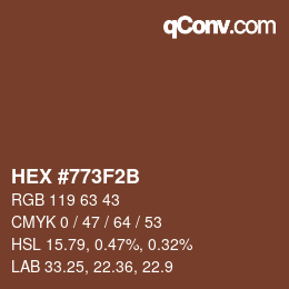 Color code: HEX #773F2B | qconv.com