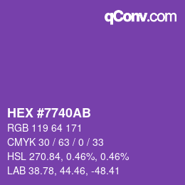 Color code: HEX #7740AB | qconv.com