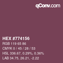 Farbcode: HEX #774156 | qconv.com