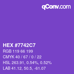 Farbcode: HEX #7742C7 | qconv.com