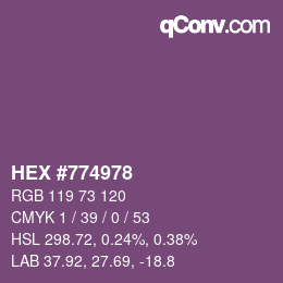 Color code: HEX #774978 | qconv.com