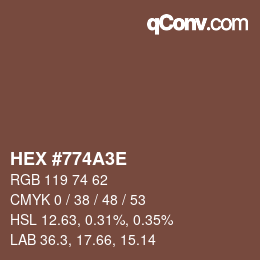 Color code: HEX #774A3E | qconv.com