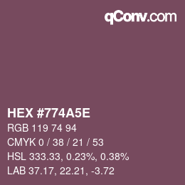 Color code: HEX #774A5E | qconv.com