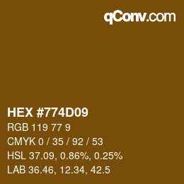 颜色代码: HEX #774D09 | qconv.com