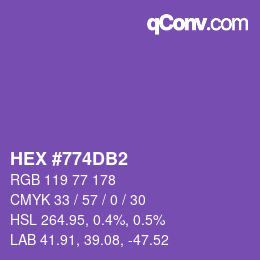 颜色代码: HEX #774DB2 | qconv.com