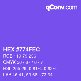 カラーコード: HEX #774FEC | qconv.com