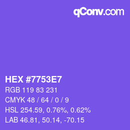 Color code: HEX #7753E7 | qconv.com