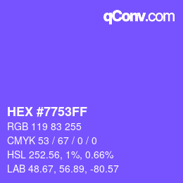 Color code: HEX #7753FF | qconv.com