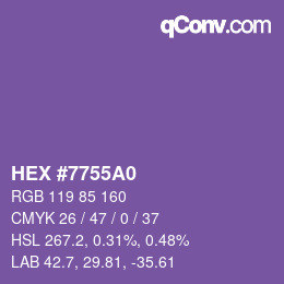 颜色代码: HEX #7755A0 | qconv.com