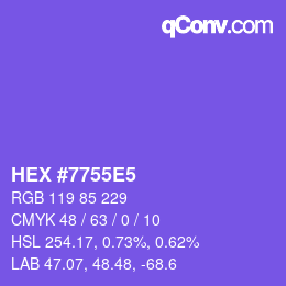 Color code: HEX #7755E5 | qconv.com